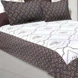 240TC Block Print Double Bedsheet with Pillow Covers-image-51