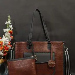 Women Croc Embossed Tote Bag with Pouch-image-8
