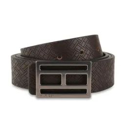 Men Geometric Leather Reversible Belt-43