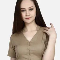 Solid Collar-Neck  Blouse with Front Open-picture-2