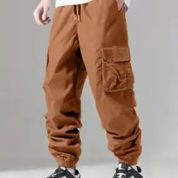 Men Baggy Fit Cargo Pants with Flap Pockets-image-47