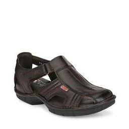 Textured Sandals with Velcro Fastening-image-51