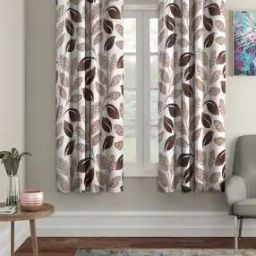 Set of 2 Leaf Print Window Curtains-12