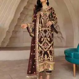 Embellished Semi-Stitched Straight Dress Material-image-58
