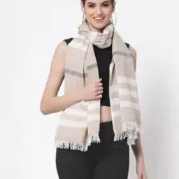 Striped Handwoven Stole with Tassels-image-87