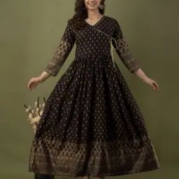 Women Floral Semi-stitched Anarkali Dress Material-image-83