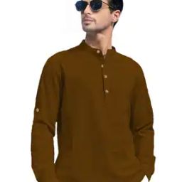 Men Mandarin-Collar Slim Fit Short Kurta-image-87