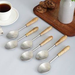 vareesha Set of 6 Matte Wooden Handle Cutlery Set image 1