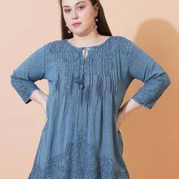leia Women Loose Fit Rayon Embroidery Top -picture-39