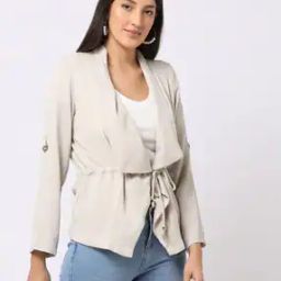 Jacket with Lapel Collar & Front Tie-Up-12