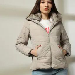 Women Quilted Regular Fit Zip-Front Puffer Jacket-image-4