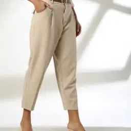 Women Relaxed Fit Pleat-Front Trousers-image-21