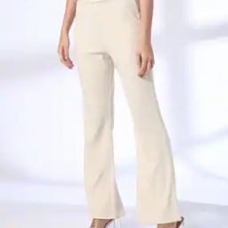 Women High-Rise Flat-Front Flared Trousers-picture-11