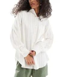 Natural Stripes Linen Look Oversized Shirt-image-24