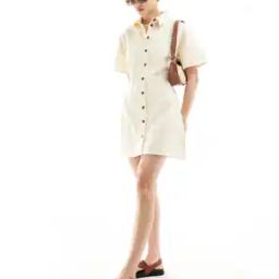 Mini Twill Shirt Dress with Seaming Detail-image-29