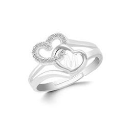Adjustable Valentine Alphabet "M" American Diamond Stone-Studded Ring-image-37
