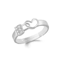Rhodium-Plated Heart Design Ring-image-26