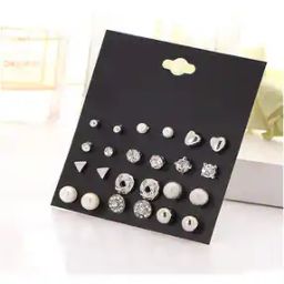 Set of 12 Stone-Studded Stud Earrings-image-43