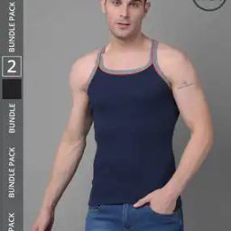 Pack of 2 Men Solid Cotton Racerback Styled Gym Vest-image-98