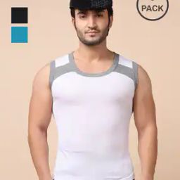 Pack of 3 Men Solid Combed Cotton Racerback Styled Gym Vest-image-103
