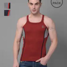 Pack of 3 Men Solid Cotton Racerback Styled Gym Vest-image-102