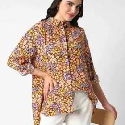 Women Oversized Fit Floral Print Shirt-image-63