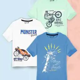 Pack of 3 Graphic Print Crew-Neck T-Shirts-16