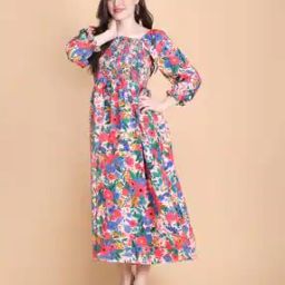 Women Floral Print Fit & Flare Dress-image-45
