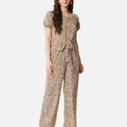 Floral Print Jumpsuit with Waist Tie-image-66