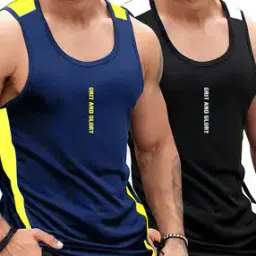 Men Pack of 2 Typographic Print Sleeveless Vests-picture-14