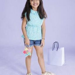 kiddopanti Girls Floral Print Top & Shorts Set-picture-32