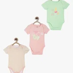 Girls Pack of 3 Printed Cotton Rompers-image-46