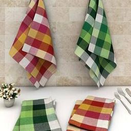 Set of 6 Checked Kitchen Towels 18" x 18"-31