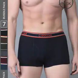 Pack of 7 Men Solid Combed Cotton Double Pouch Support Trunks-picture-52