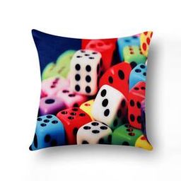 Dice Print Square Cushion Cover 16"x 16"-35