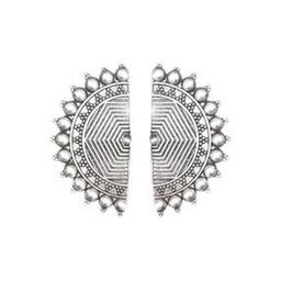 Oxidised Silver-Plated Half Moon Stud Earrings-image-19