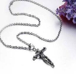 Stainless Steel Jesus Cross Pendant with Chain-27