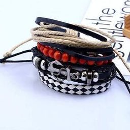 Set of 4 Layered Leather Bracelets-21