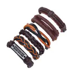 Set of 6 Adjustable Leather Bracelets-6