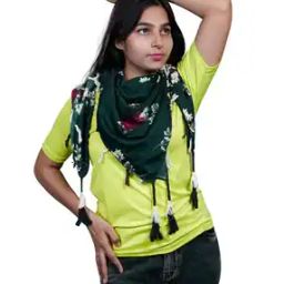 Women Animal Print Scarf with Tassels-image-84