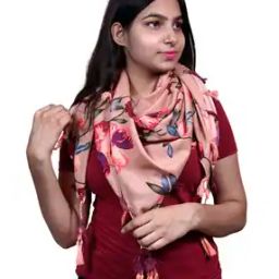 Women Animal Print Scarf with Tassels-image-46
