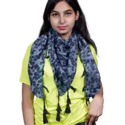 Women Animal Print Scarf with Tassels-image-87