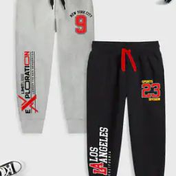 Pack of 2 Boy Typographic Print Joggers with Elasticated Waist-5