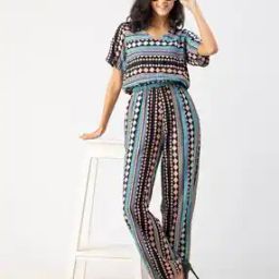 Women Geometric Print Jumpsuit with Short Sleeves-picture-13