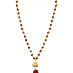 Gold-Plated Rudraksha Trishul & Damru Pendant Chain-image-29