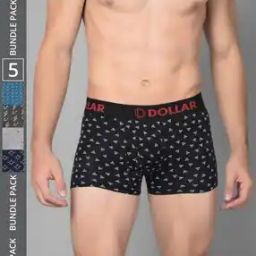 Pack of 5 Men Cotton Printed Shuffle Intellisoft Cotton Spandex Trunks-image-25