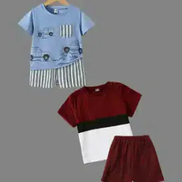 Pack of 2 Boys Printed T-Shirt & Shorts Set-picture-34