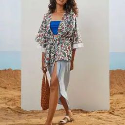 Women Paisley Print Relaxed Fit Kimono Shrug-19
