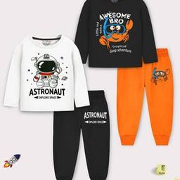 Pack of 2 Boys Printed Lounge Pants & T-Shirt Set-image-52