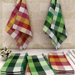 Set of 12 Checked Kitchen Towels 18" x 18"-26